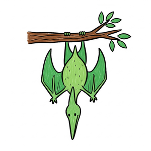 Pterodactyl Hanging Upside Down Like a Bat